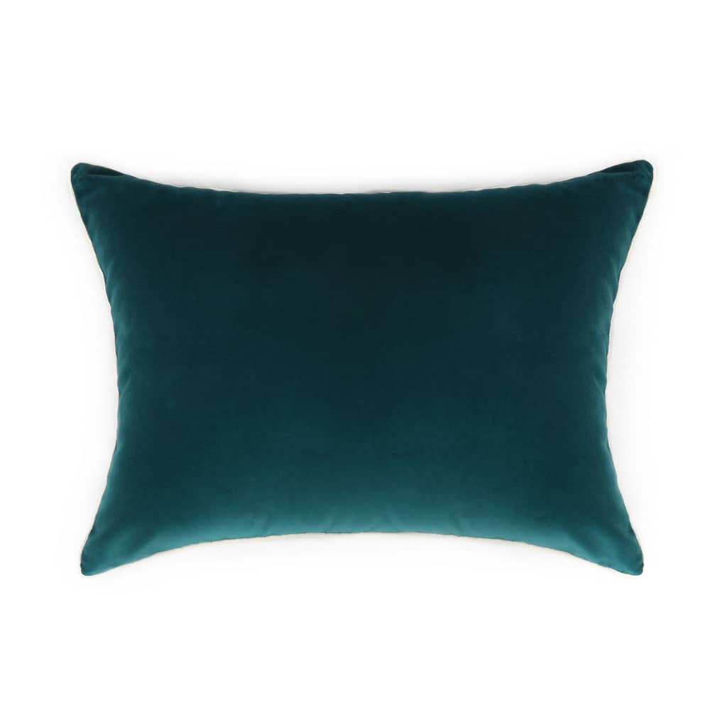 Kissen Double jeu textil blau / Velours - 40 x 55 cm - Maison Sarah Lavoine - Blau Sarah / Radieschen schwarz - Schaumstoff, Velours