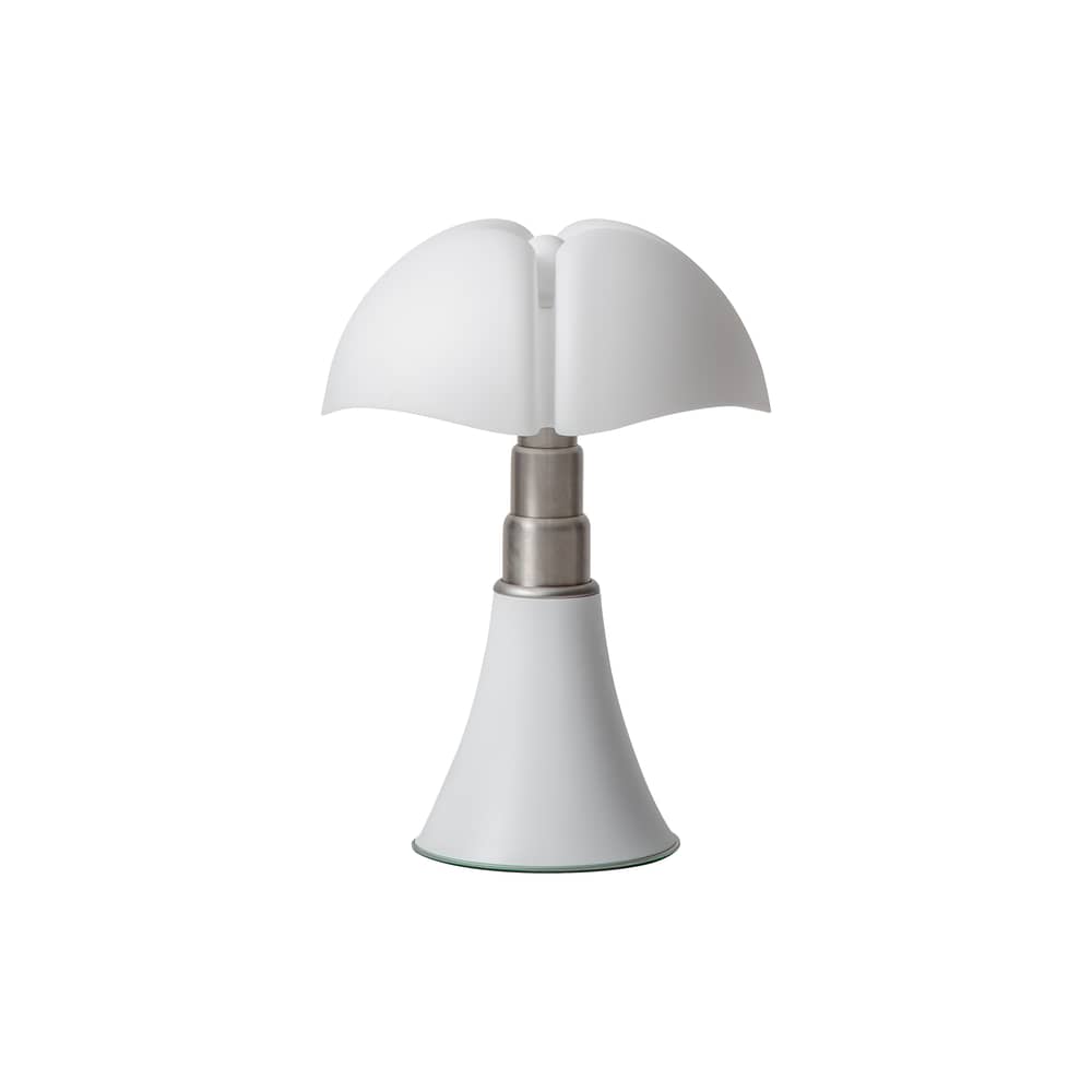 Lampada da tavolo Pipistrello LED White matt materiale plastico bianco / H 66 - 86 cm - Martinelli Luce - Bianco opaco -  Méthacrylate satiné, Acciaio satinato, Alluminio verniciato opaco