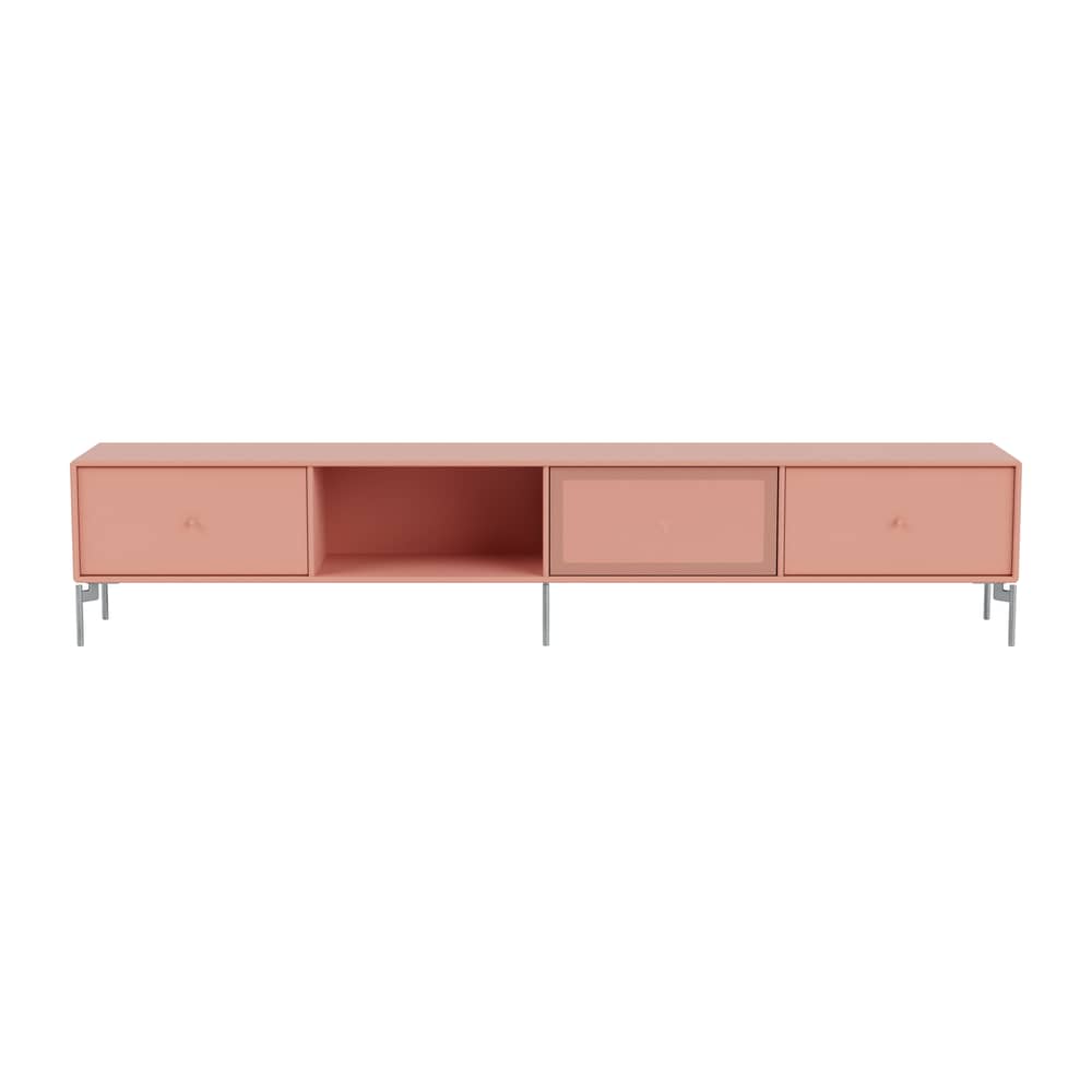 Meuble TV Octave VII bois rose / Avec pieds - L 183,6 x P 30 x H 36,6 cm - MONTANA - Rhubarb 151 - Acier, Acier perforé, MDF laqué