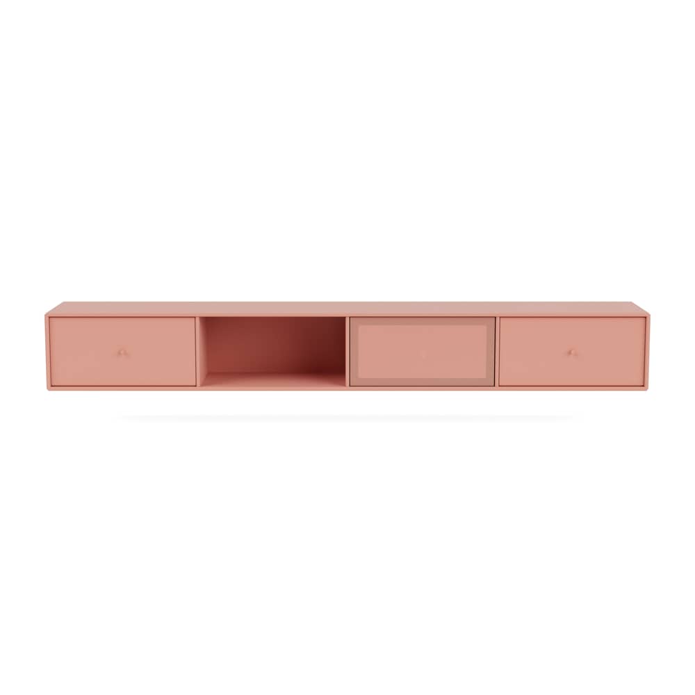 Meuble TV suspendu Octave VII bois rose / L 183,6 x P 30 x H 24 cm - MONTANA - Rhubarb 151 - Acier perforé, MDF laqué