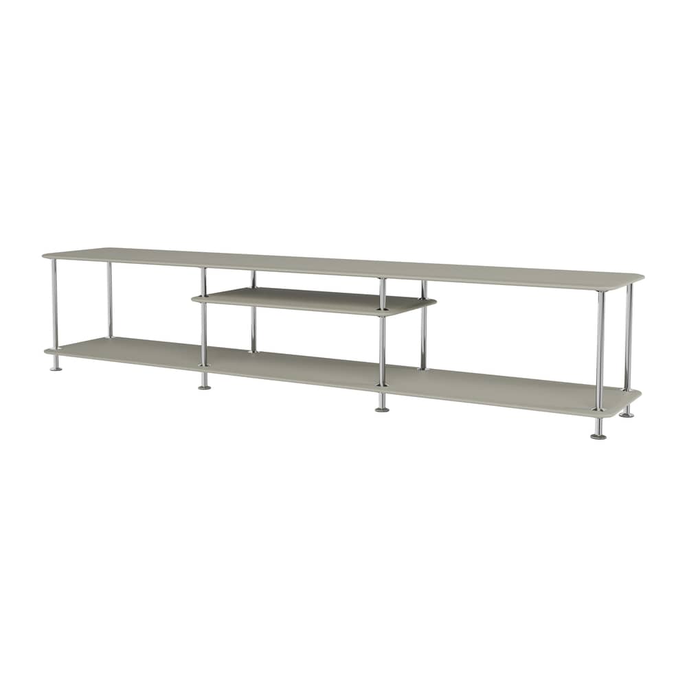 Console bassa Montana Free 111010 legno grigio / L 203,4 x P 38 x H 41,7 cm - MONTANA - Finocchio 144 / Struttura cromata - Acciaio cromato, MDF laccato