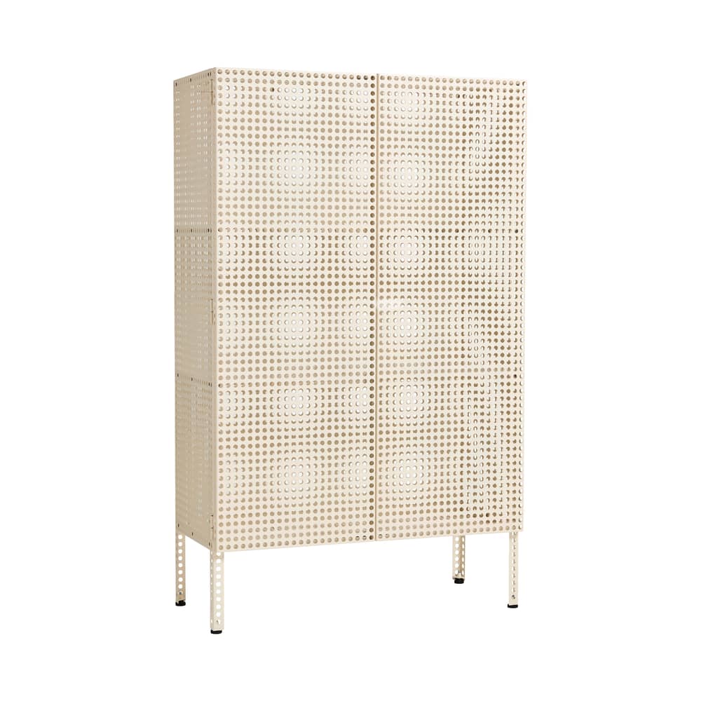 Schrank Perforated Cabinet Large metall weiß / B 89 x H 146,5 cm - Hay - Naturfarben - thermolackierter Stahl