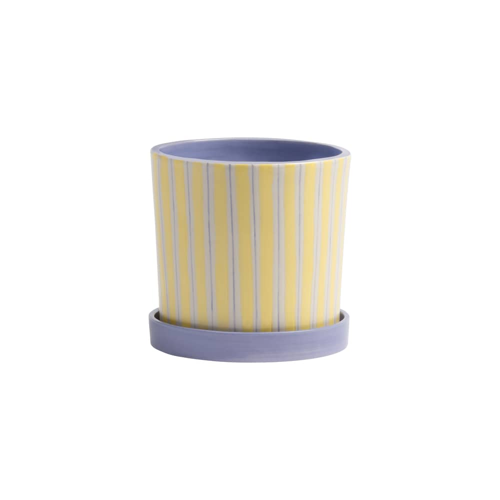 Pot de fleurs Ray céramique jaune / Ø 13.5 x H 13 cm - Peint à la main / Seconde vie - & klevering - Ø 13.5 x H 13 cm / Jaune - Porcelaine