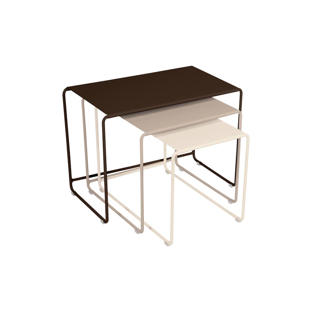 Satz-Tische Oulala metall beige / Set von 3 - 55 x 30 x H 40 cm - Fermob - Tonka / Muskat / Milchkaffee-Beige - Stahl