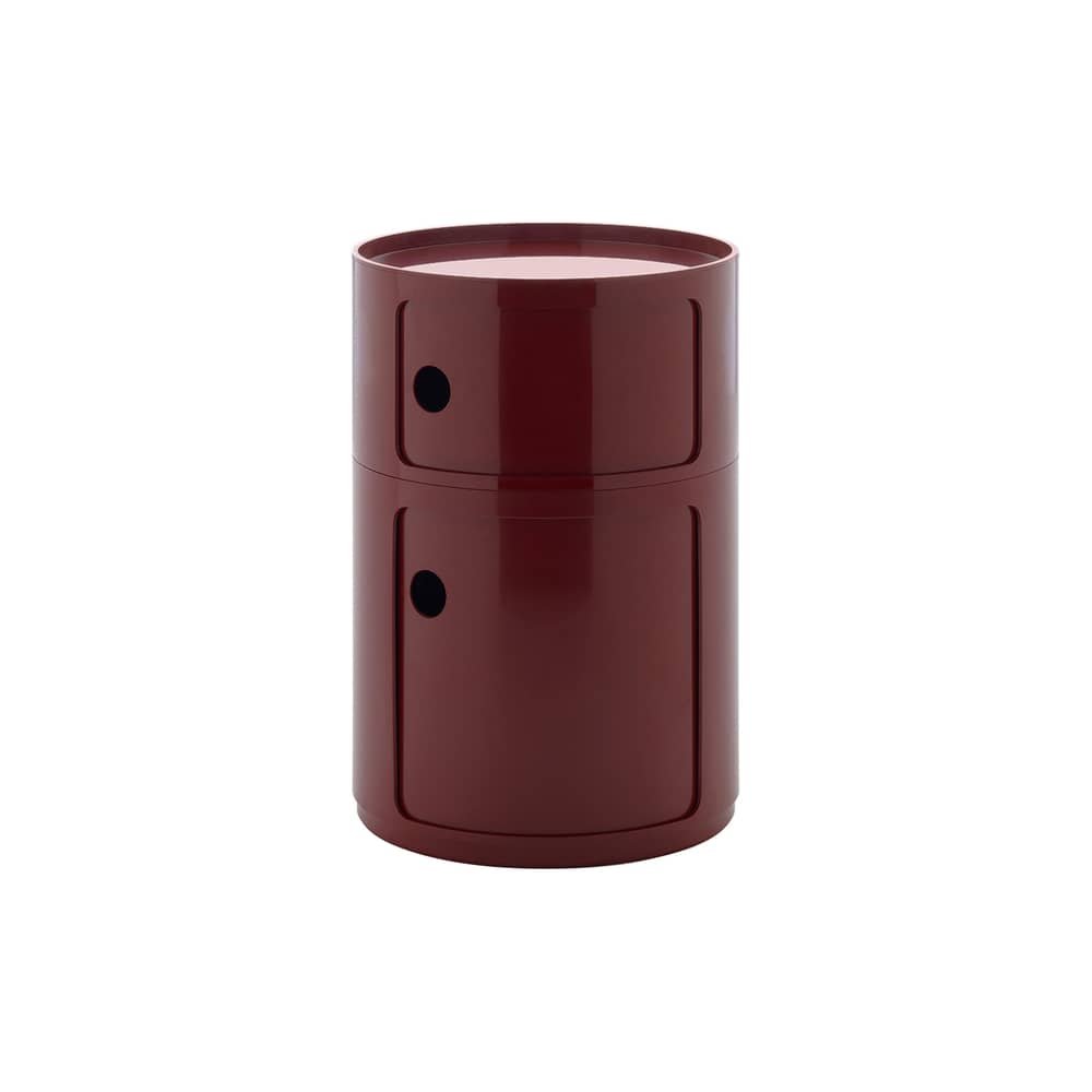 Ablage Componibili New Big plastikmaterial rot / 2 Schubladen - Ø 42 x H 61,5 cm - Kartell - Bordeaux - ABS
