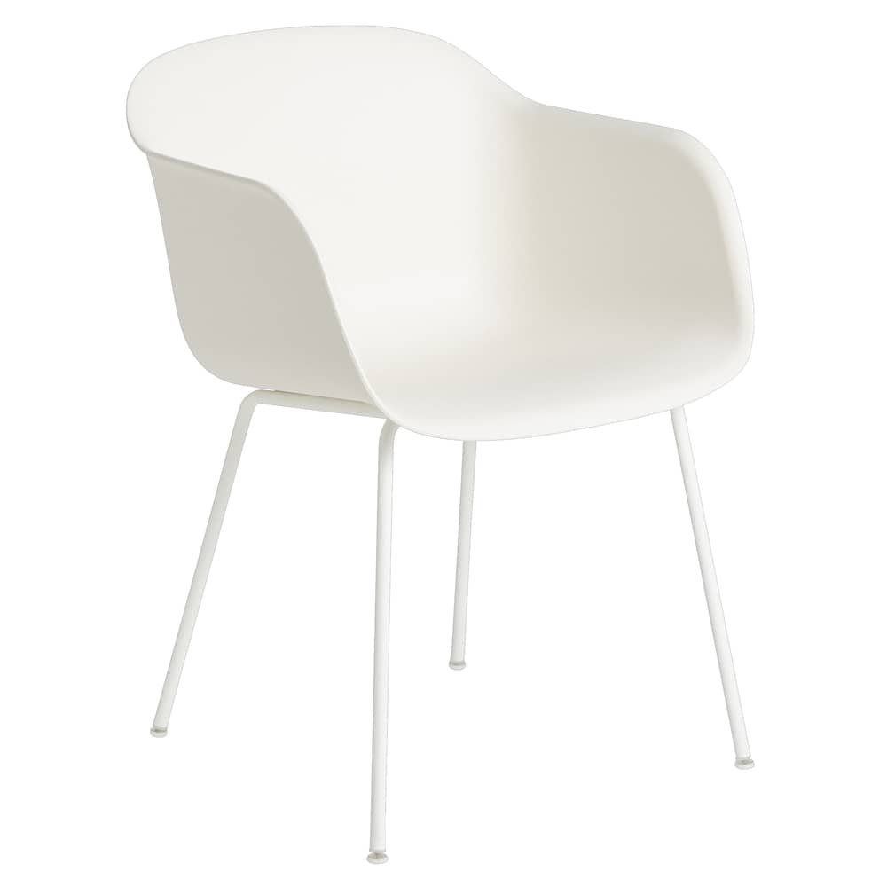 Fauteuil Fiber / Pieds métal - Plastique recyclé - Muuto - Blanc - Acier, Plastique recyclé