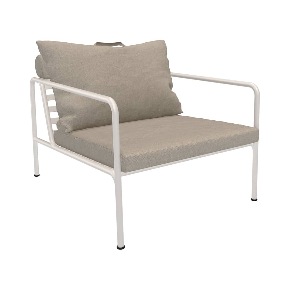 Fauteuil rembourré Avon - Houe - Beige Ash / Structure blanc sourd - Acier thermolaqué, Mousse polyuréthane, Tissu Sunbrella