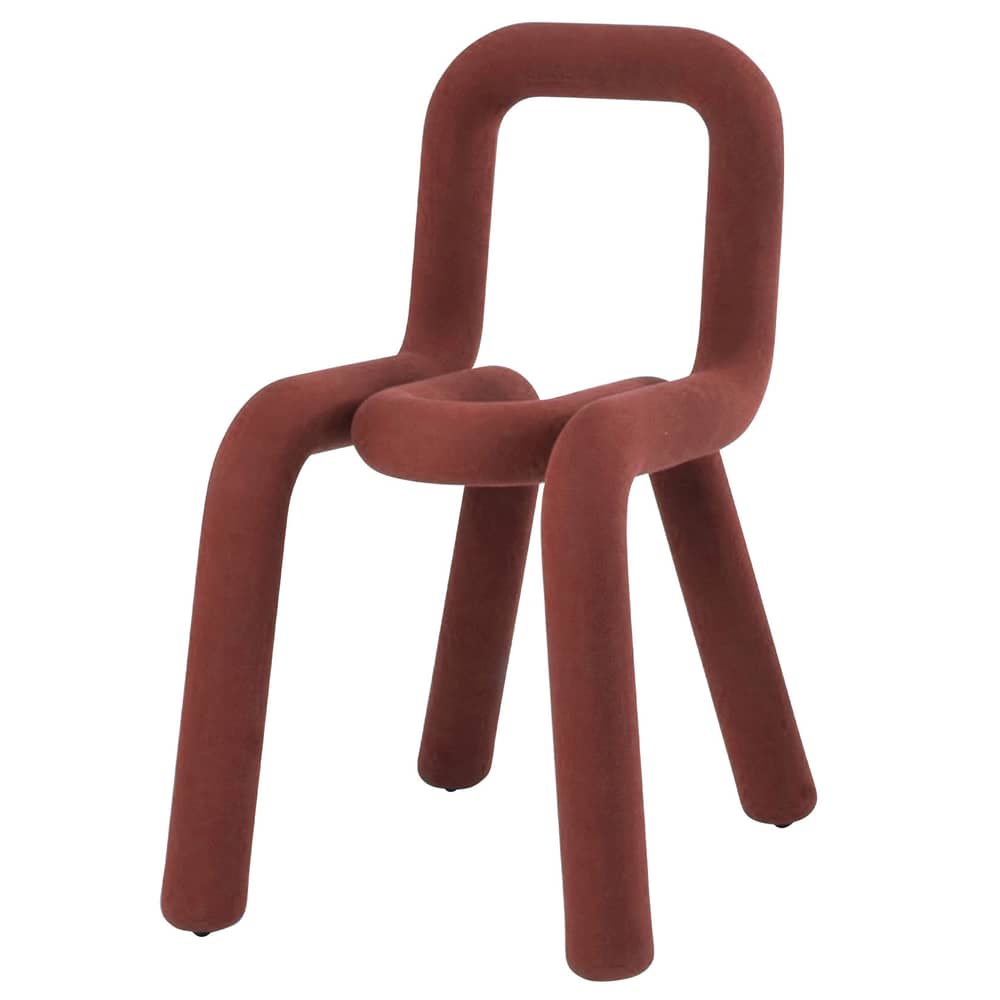 Gepolsterter Stuhl Bold textil rot braun / Stoff - Moustache - Kastanie - Gewebe, Schaumstoff, Stahl
