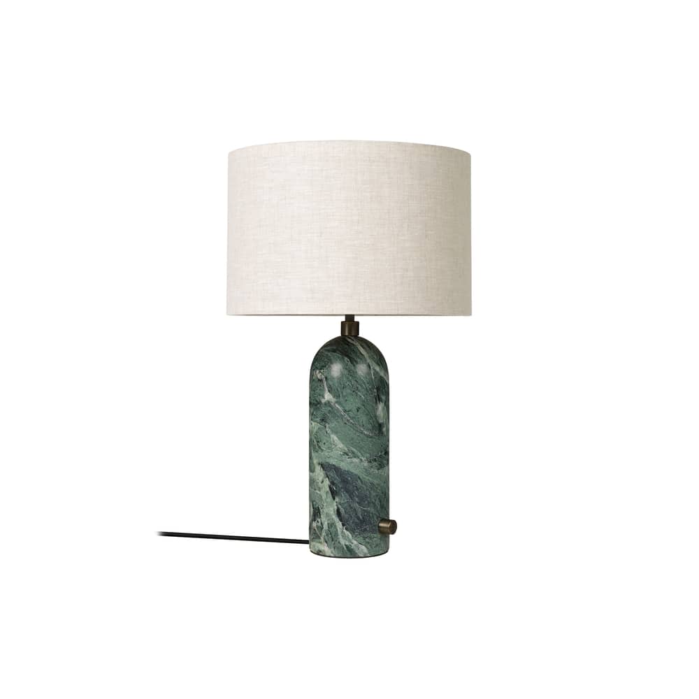 Lampada da tavolo Gravity Small marmo verde / Ø 30 x H 49 cm - Gubi - Marmo verde smeraldo / Paralume beige - Marmo, Tela