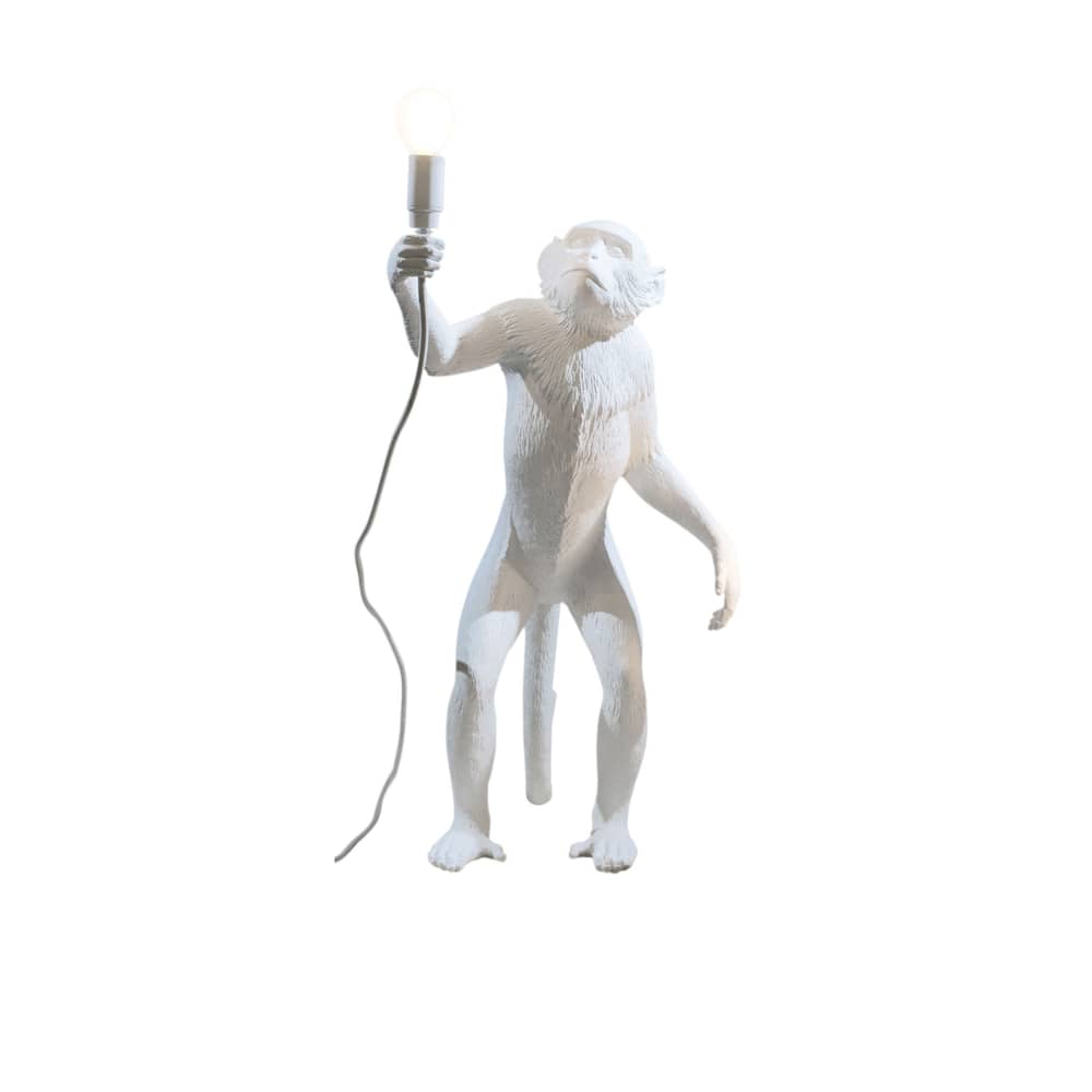 Lampada da tavolo Monkey Standing materiale plastico bianco / H 54 cm - Seletti - Bianco - Resina