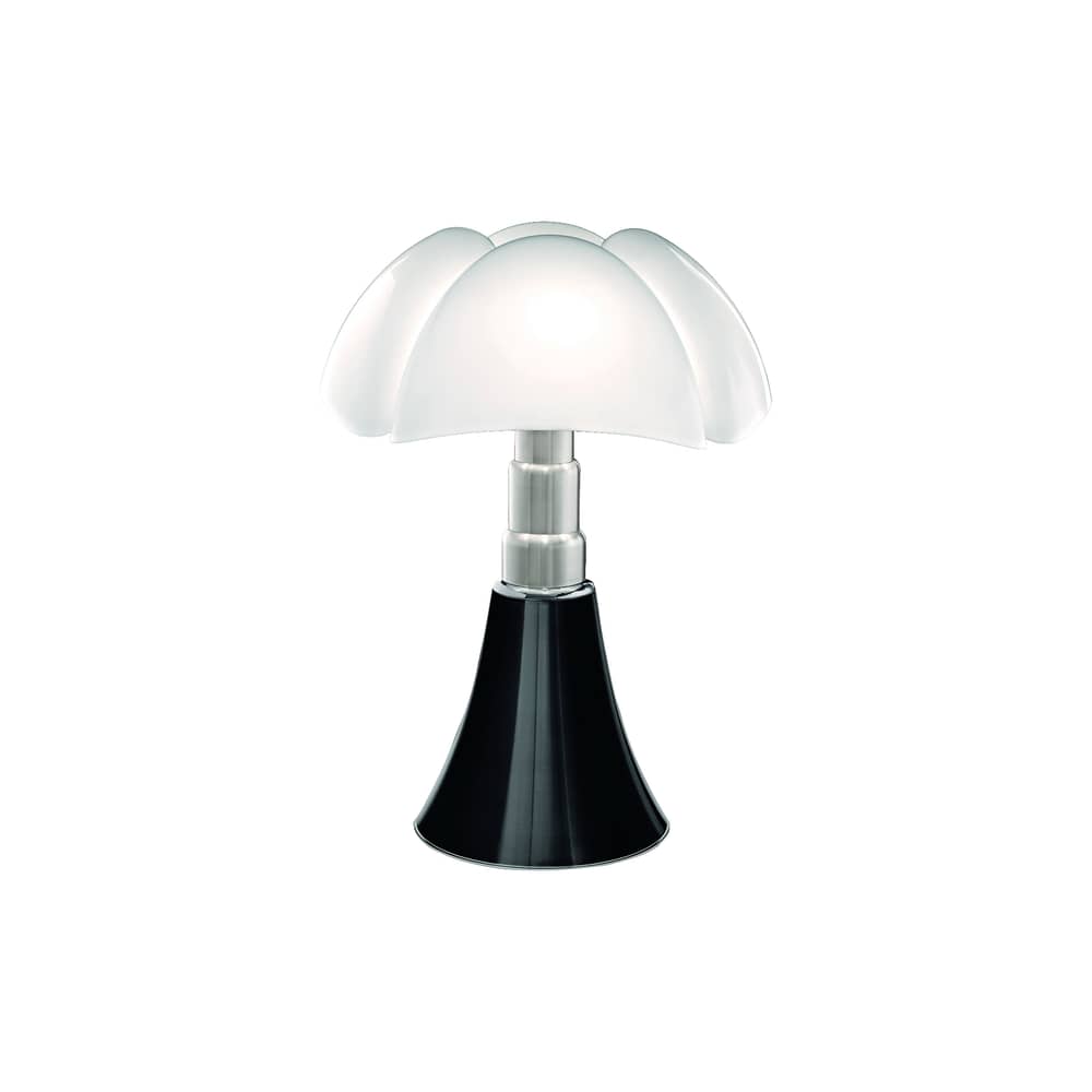 Lampe de table Pipistrello / H 66 à 86 cm - Gae Aulenti, 1965 - Martinelli Luce - Noir brillant - Acier galvanisé, Aluminium laqué, Méthacrylate opalin