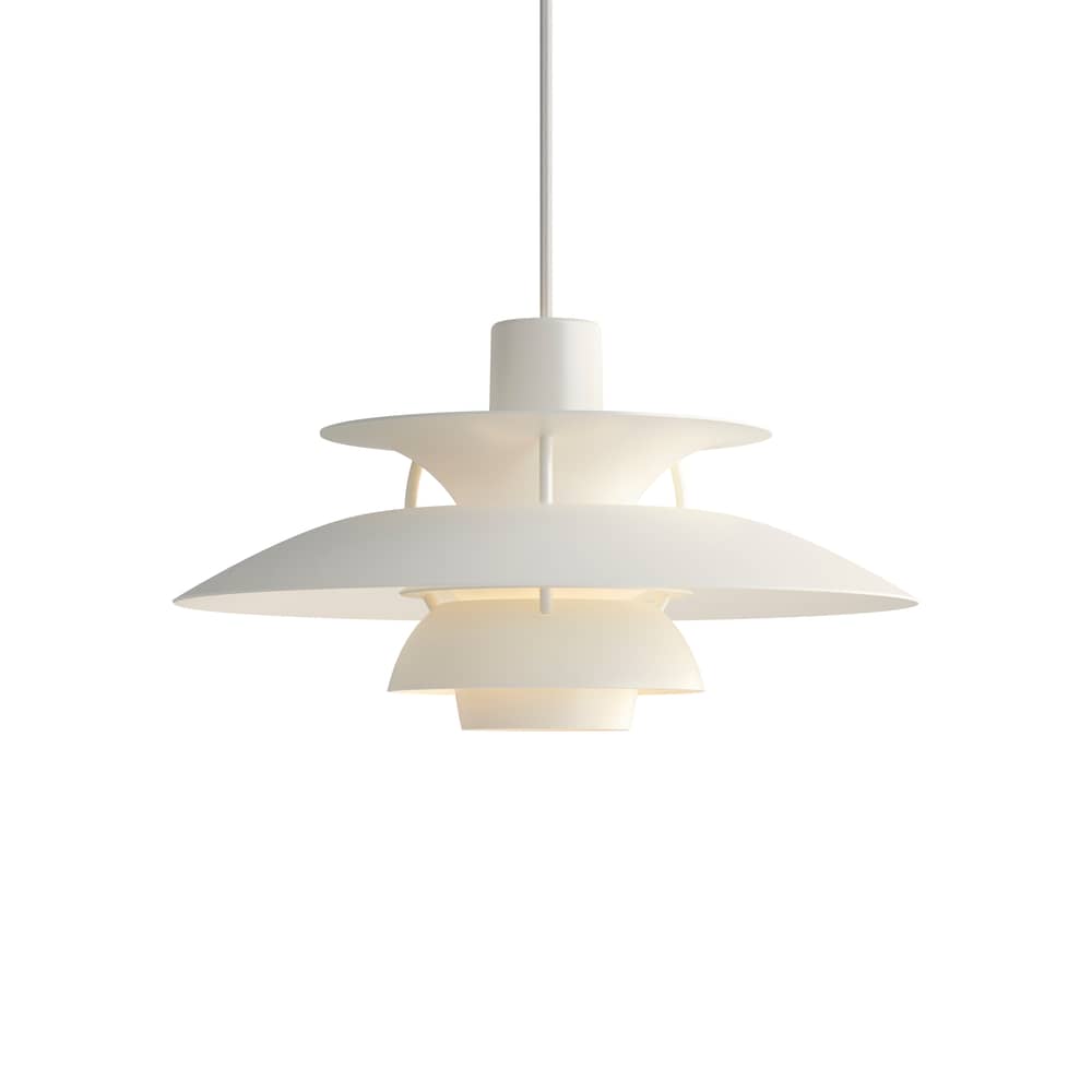Sospensione PH 5 Mini metallo bianco / Ø 30 cm - Louis Poulsen - Monocromatico bianco - Alluminio laccato
