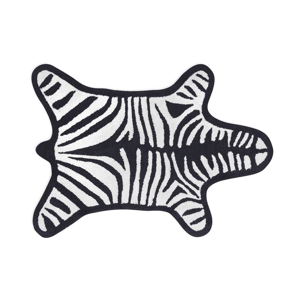 Tapis de bain Zebra  blanc noir / Reversible - 112 x 79 cm - Jonathan Adler - Blanc / Noir - Coton