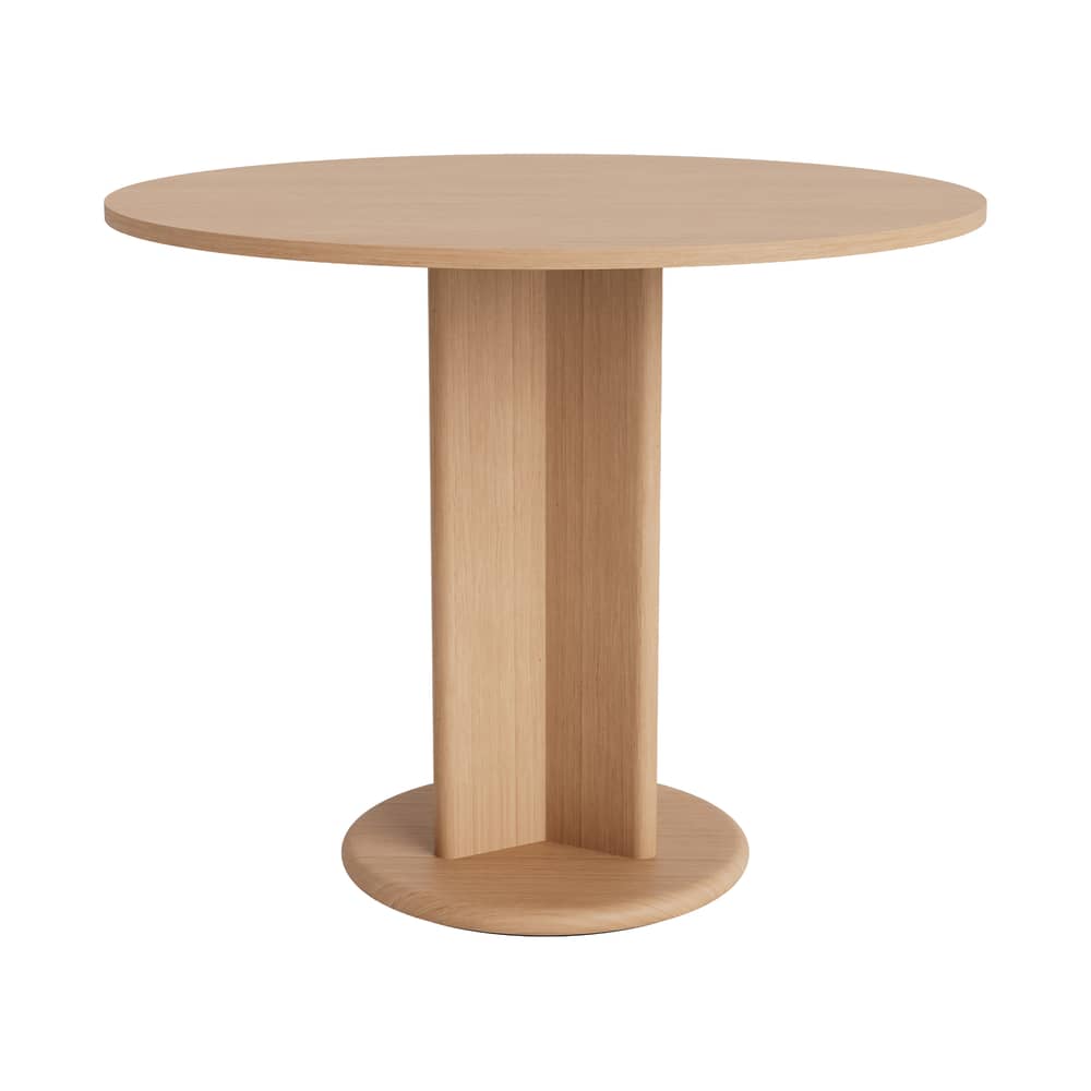Tavolo rotondo Chisel 29 legno naturale / Ø 90 cm - Piede centrale - Hay - Rovere laccato - Impiallacciatura rovere laccato