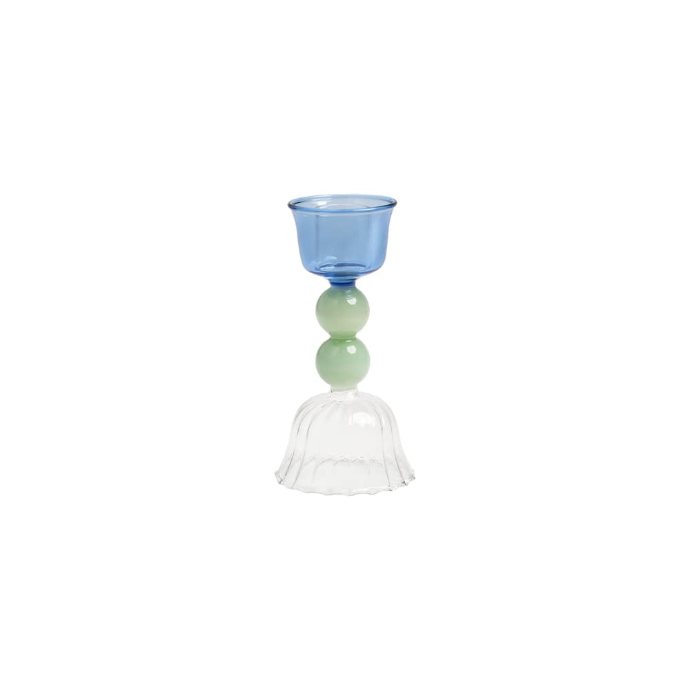 Bougeoir Perle Medium verre multicolore / H 12 cm - & klevering - H 12 cm / Bleu & vert - Verre