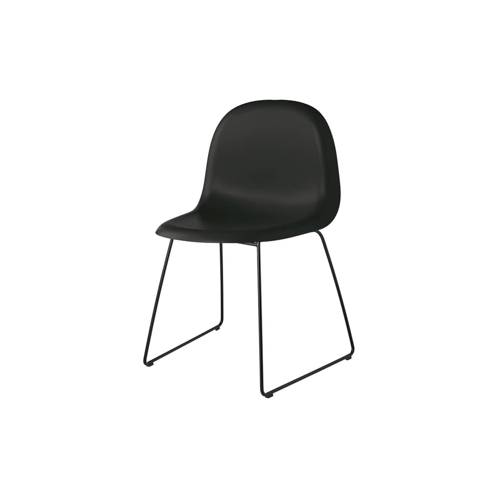 Chaise empilable 3D plastique noir / Recyclé - Gubi - Noir / Pied noir - Acier, Plastique recyclé