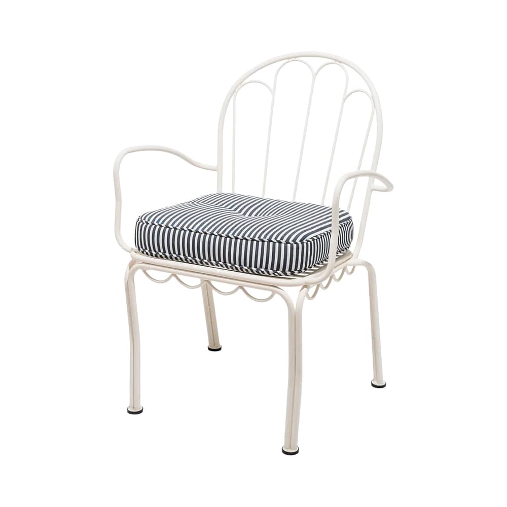Chaise empilable Al Fresco métal/ Coussin inclus - BUSINESS & PLEASURE - Coussin Laurens (rayé bleu) - Acier, Mousse, Tissu outdoor Pleasuretex®