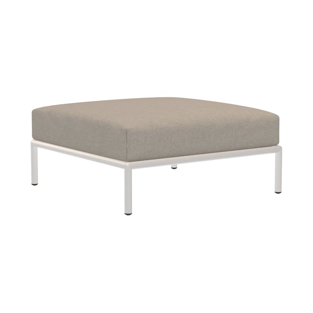 Level 2 Outdoor ottoman textile beige / 81 x 81 cm - Houe - Beige white - Polyurethane foam, Powder coated steel, Sunbrella Heritage fabric