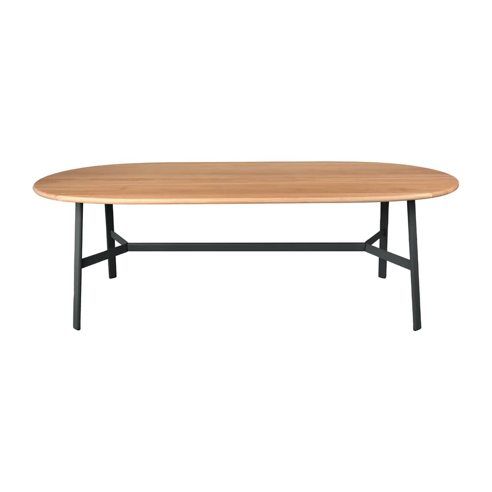 Tavolo ovale So\'O legno nero / 220 x 95 cm - da 9 a 10 persone - Fermob - Carbonio / Rovere naturale - Acciaio, Rovere massello