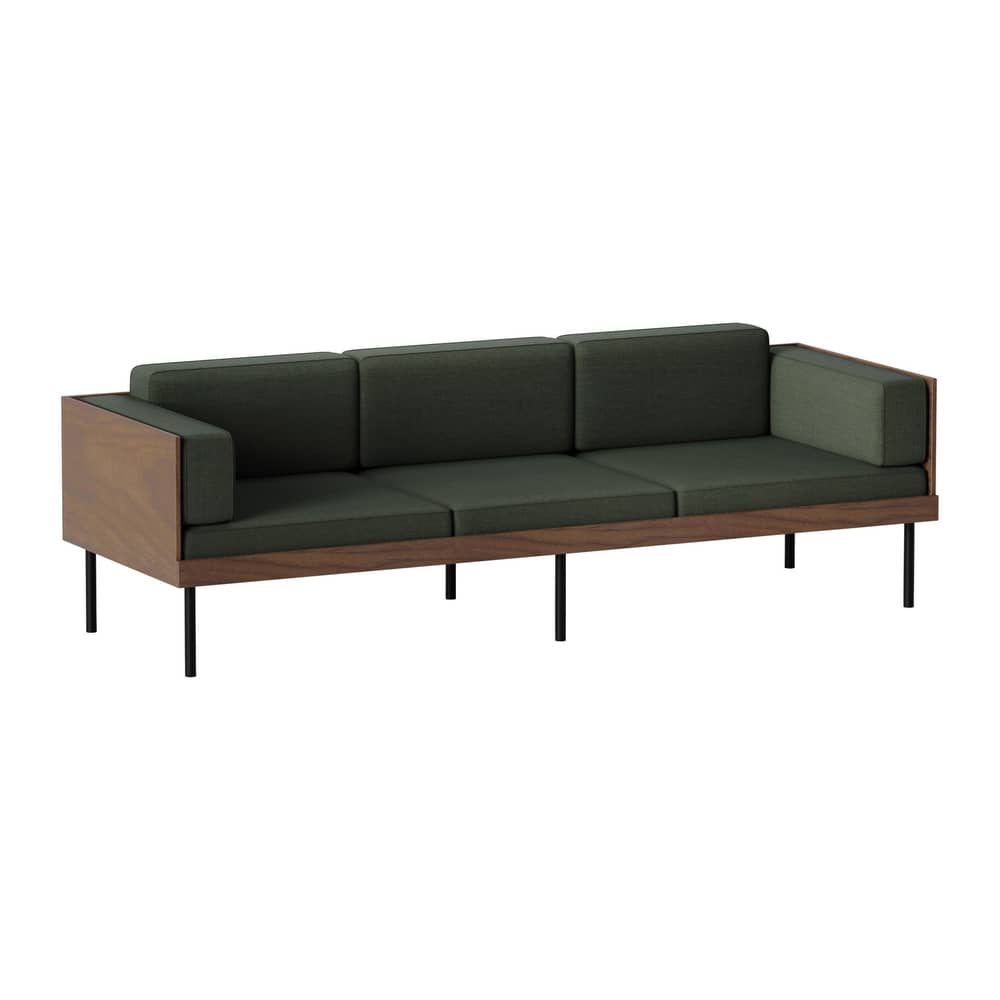 Sofa Cut textil grün / 3-Sitzer - L 230 cm - KANN DESIGN - Grün - HR-Schaum, Kvadrat-Gewebe, Nussbaum, Stahl