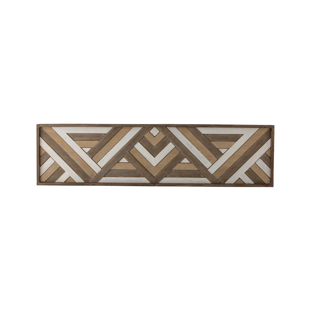 Décoration murale Lunna bois naturel / L 122 x H 33 cm - Effet 3D - Bloomingville - 122 x 33 cm / Bois & blanc - MDF