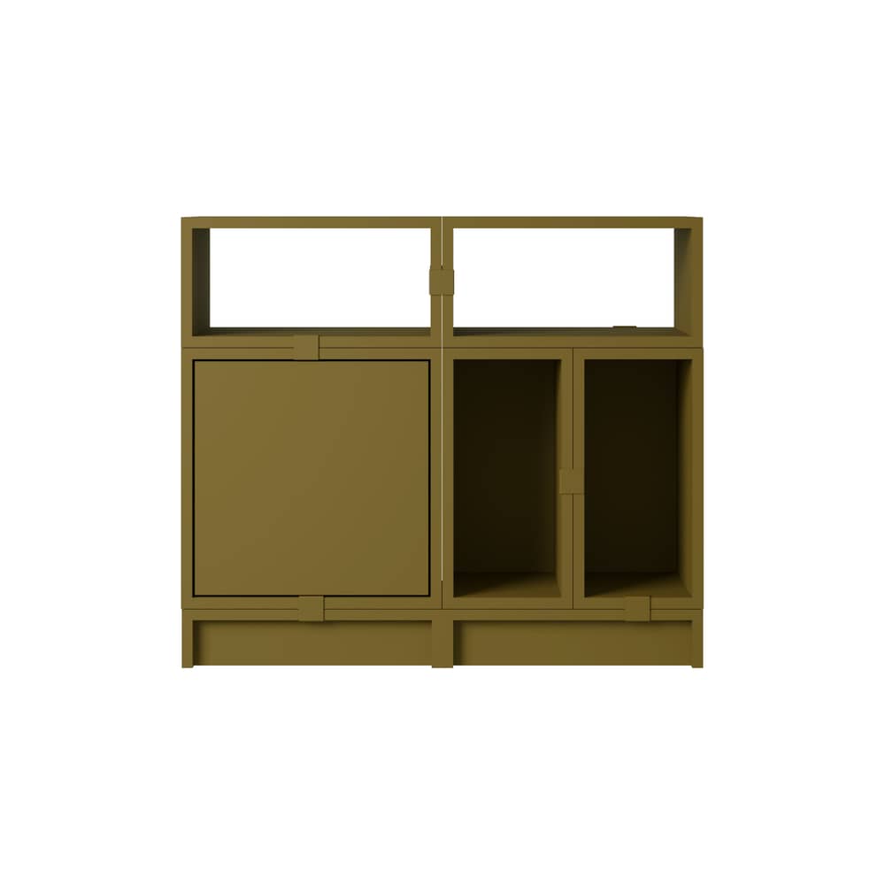 Meuble de rangement Stacked / Configuration 5 - L 87 x H 75 cm - Muuto - Vert kaki - Acier laqué, MDF peint