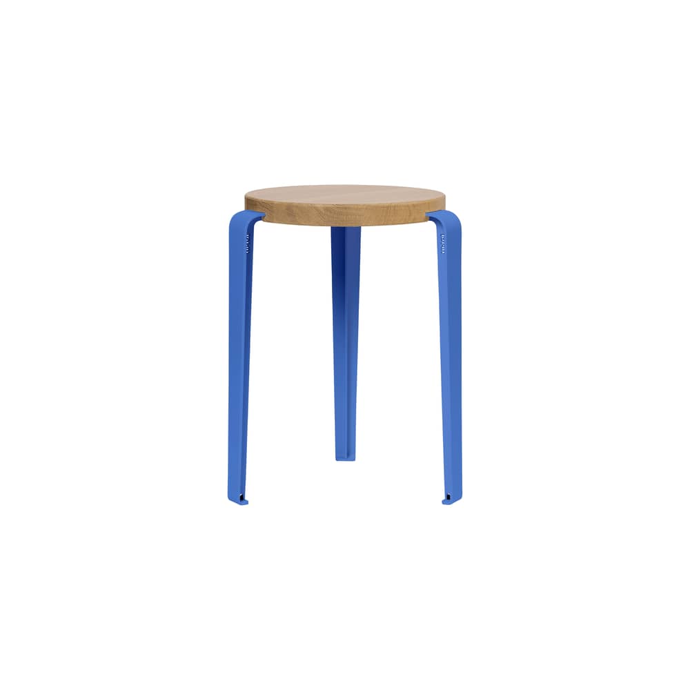 Sgabello Lou metallo blu / H 45 cm - Rovere eco-certificato - TIPTOE - Blu Azzurro - Acciaio termolaccato, Rovere massello eco-certificato
