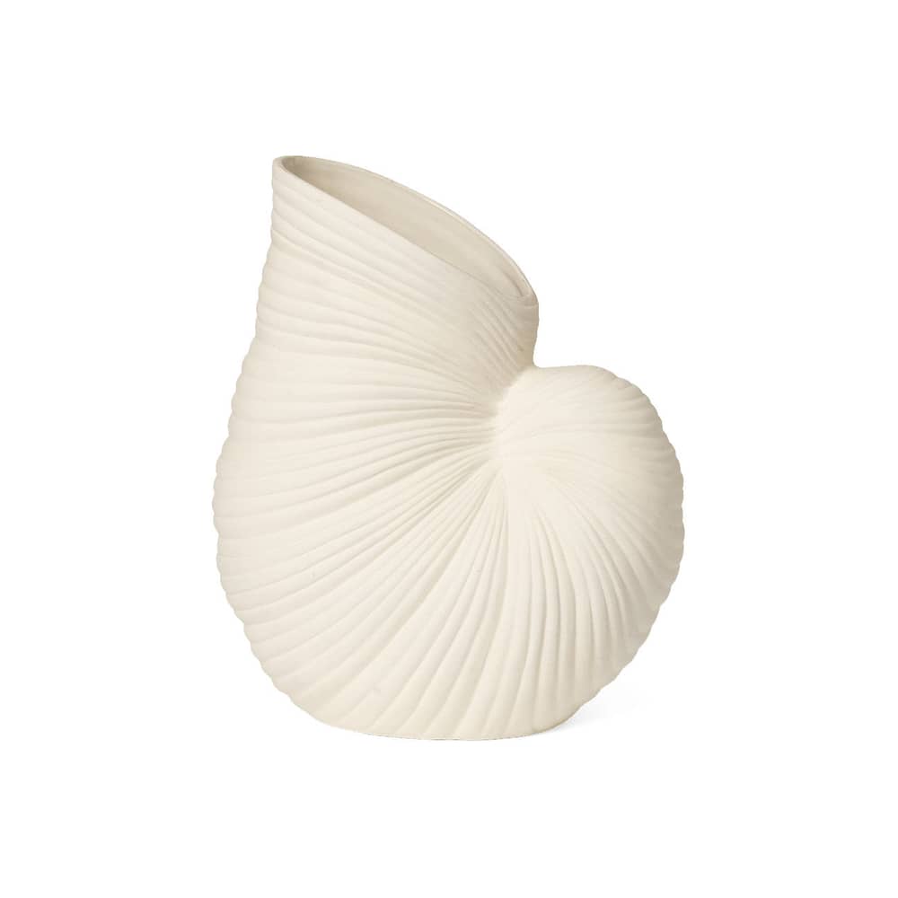 Vase Shell céramique blanc / Coquillage - 15.5 x 22 x H 26.5 cm - Ferm Living - Blanc cassé - Grès
