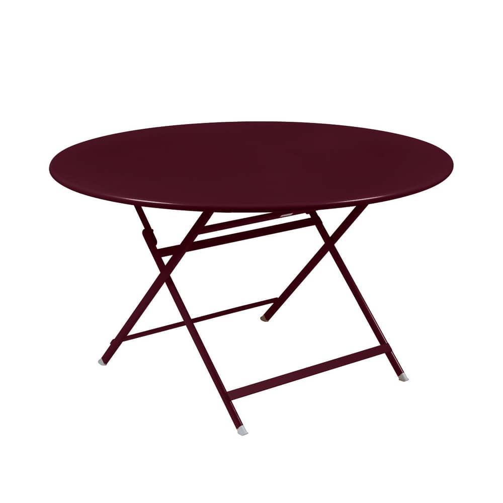 Caractère Foldable table metal red / Ø 128 cm - 7-seater - Fermob - Black cherry - Painted steel