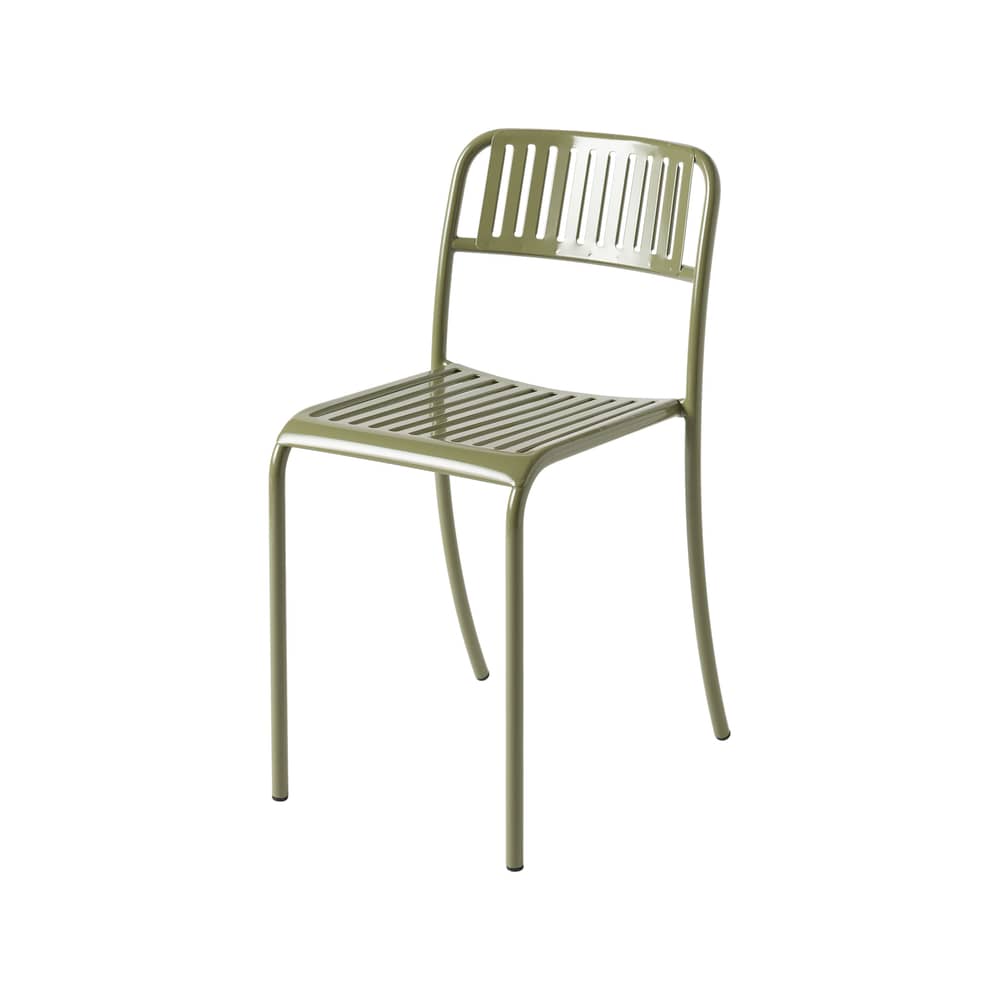Chaise empilable Patio Lames métal vert / Lattes - Tolix - Vert Jonc - Acier inoxydable