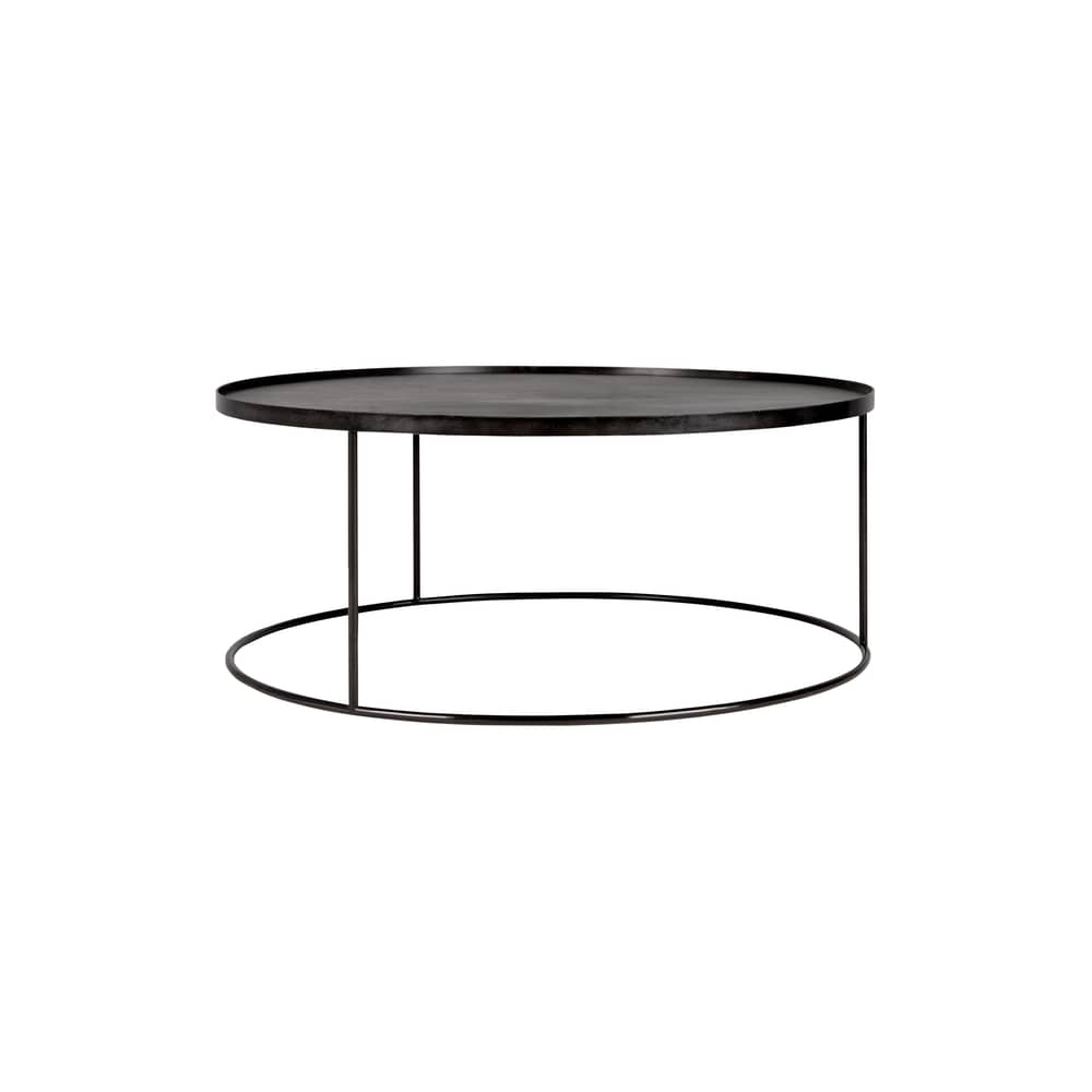 Couchtisch  holz schwarz / Ø 93 x H 38 cm - Ethnicraft - Schwarz - Gebeiztes Sperrholz, Metall