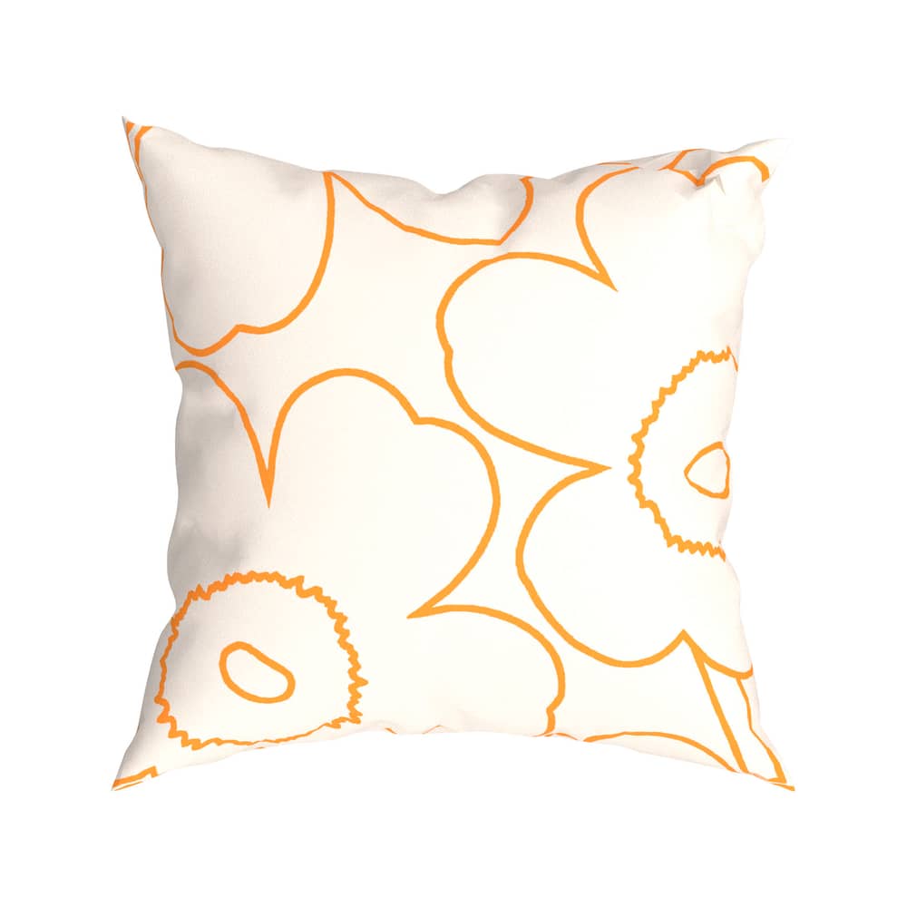 Piirto Unikko Cushion cover textile white / 60 x 60 cm - Marimekko - Piirto Unikko: Bnac cassé, Peach - Organic cotton