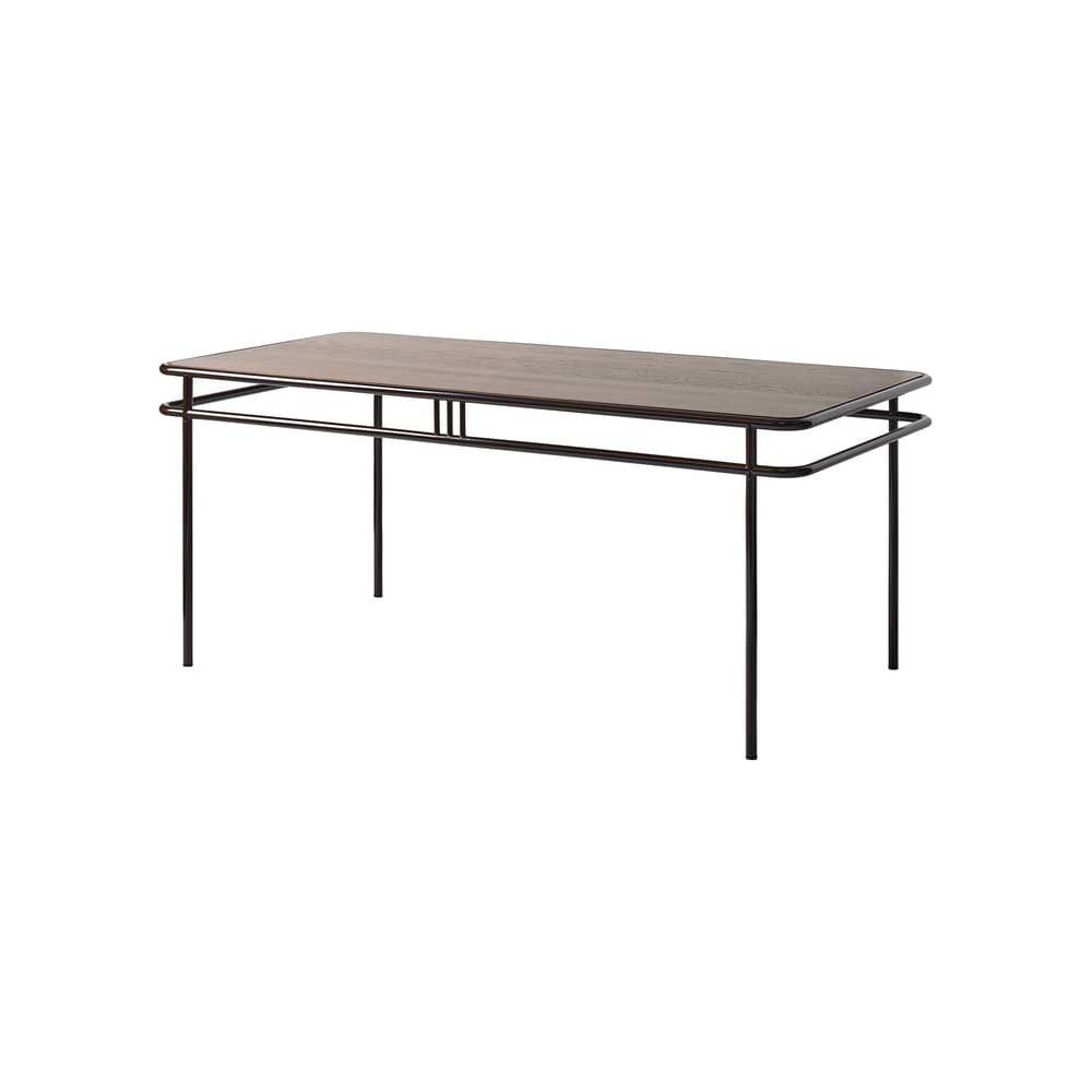 Table rectangulaire UD bois marron / 180 x 90 cm - 8 personnes - Tolix - Chêne marron / Brun noir - Acier inoxydable, Chêne teinté