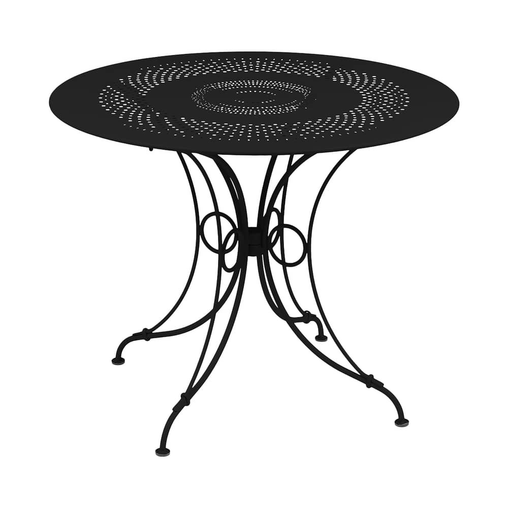 Table ronde 1900 / Ø 96 cm - Trou parasol / 5 personnes - Fermob - Réglisse - Acier