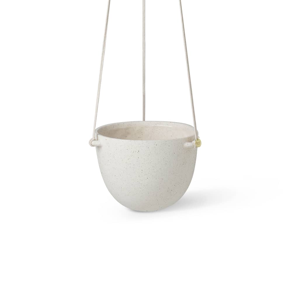 Blumentopf zum Aufhängen Speckle Large keramik weiß / Steinzeug - Ø 20,5 x H 14,5 cm - Ferm Living - Ø 20,5  / Naturweiß - Sandstein