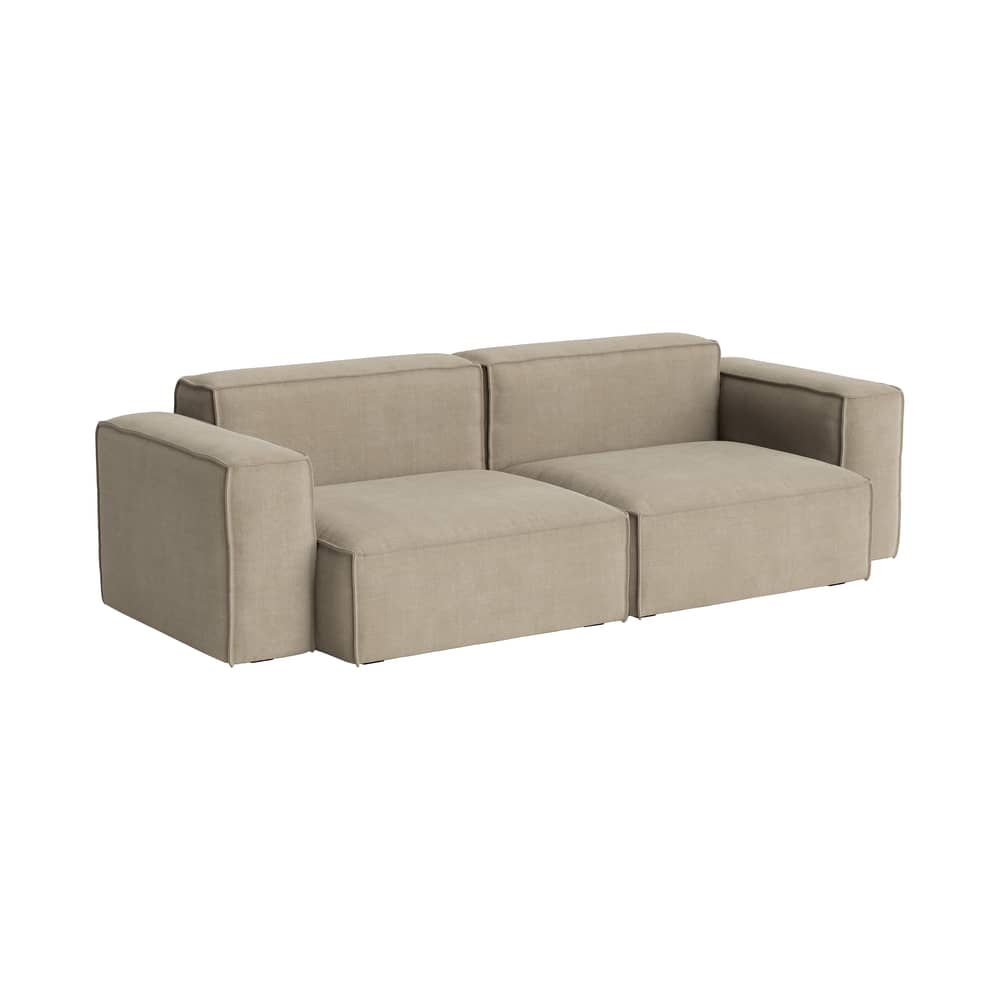 Canapé droit Mags Soft Low Armrest n°1 beige / 2,5 places - L 238 cm - Hay - Beige (tissu Linara 216) - Contreplaqué, Mousse polyuréthane HR, Tissu