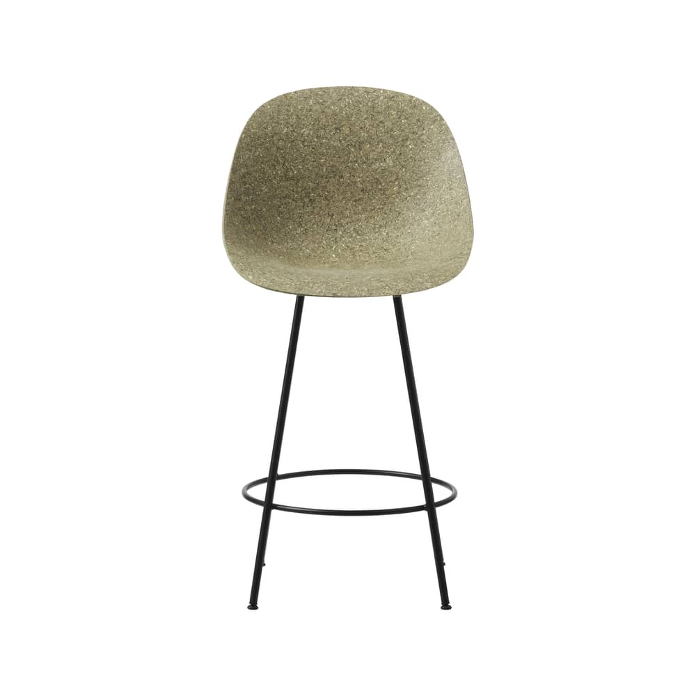 Chaise de bar Mat / H 65 cm - Algue marine - Normann Copenhagen - Algue (foncé) / Pieds noirs - Acier thermolaqué, Algue marine