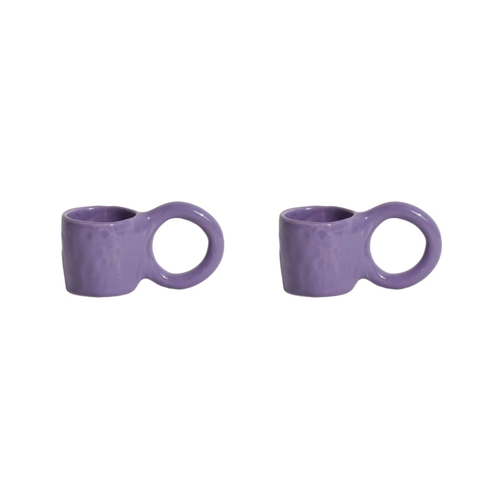 Donut Small Espresso cup ceramic purple / Ø  6 x H 5.5 cm - Set of 2 - Petite Friture - Blueberry - Enamelled earthenware