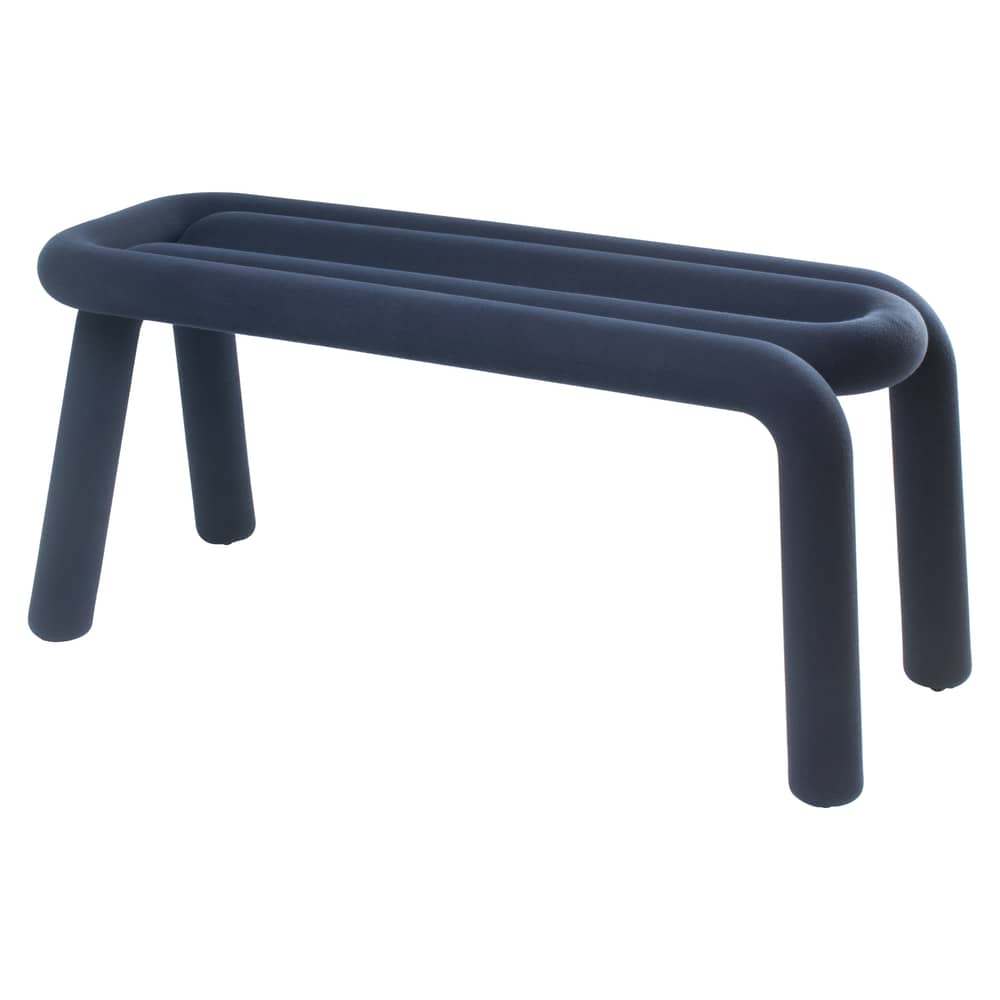 Gepolsterte Bank Bold textil blau / Stoff – L 100 cm - Moustache - Dunkelblau - Gewebe, Schaumstoff, Stahl