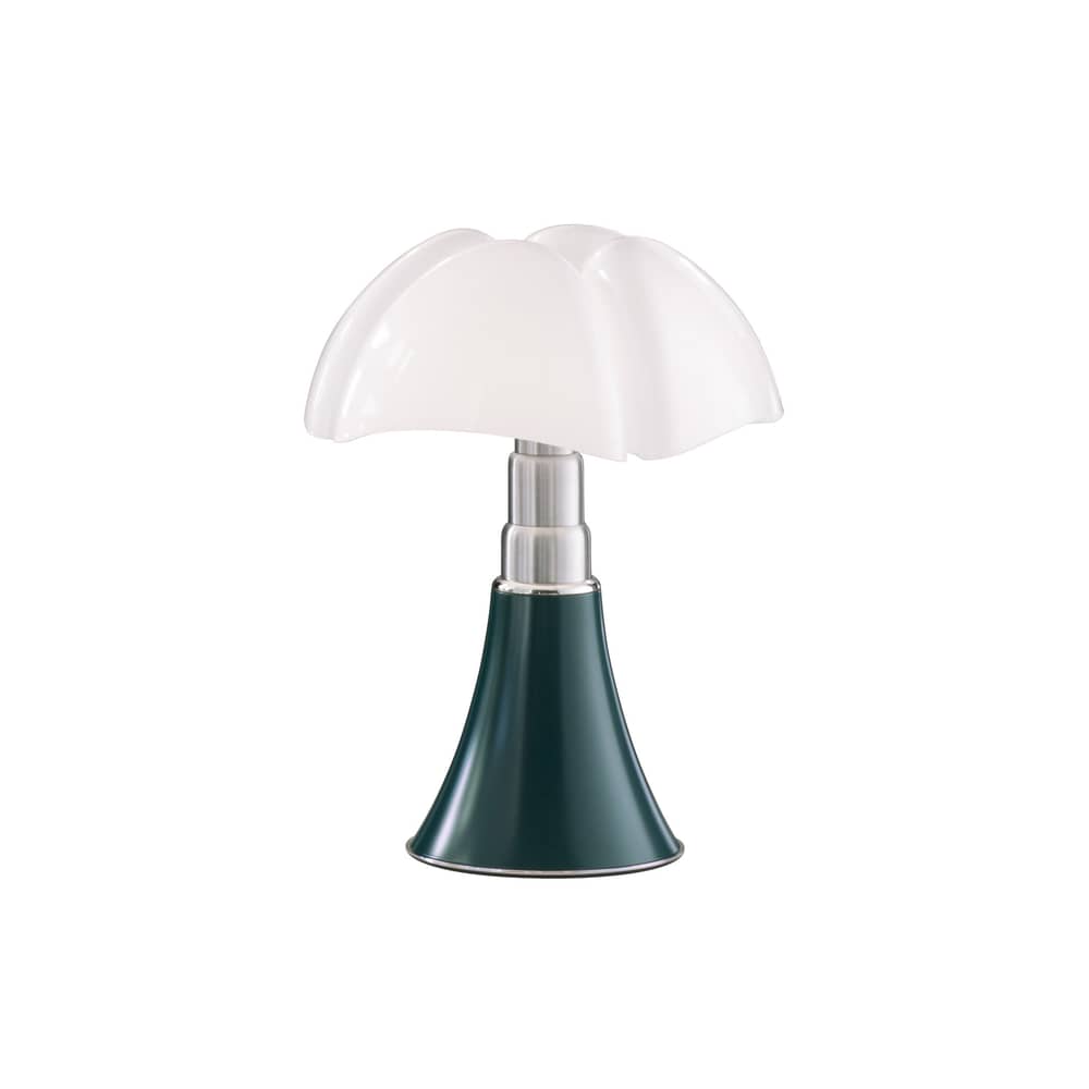 Lampada da tavolo Minipipistrello LED materiale plastico verde / H 35 cm - Gae Aulenti, 1965 - Martinelli Luce - Verde agave - Acciaio inox spazzolato, alluminio verniciato, Metacrilato