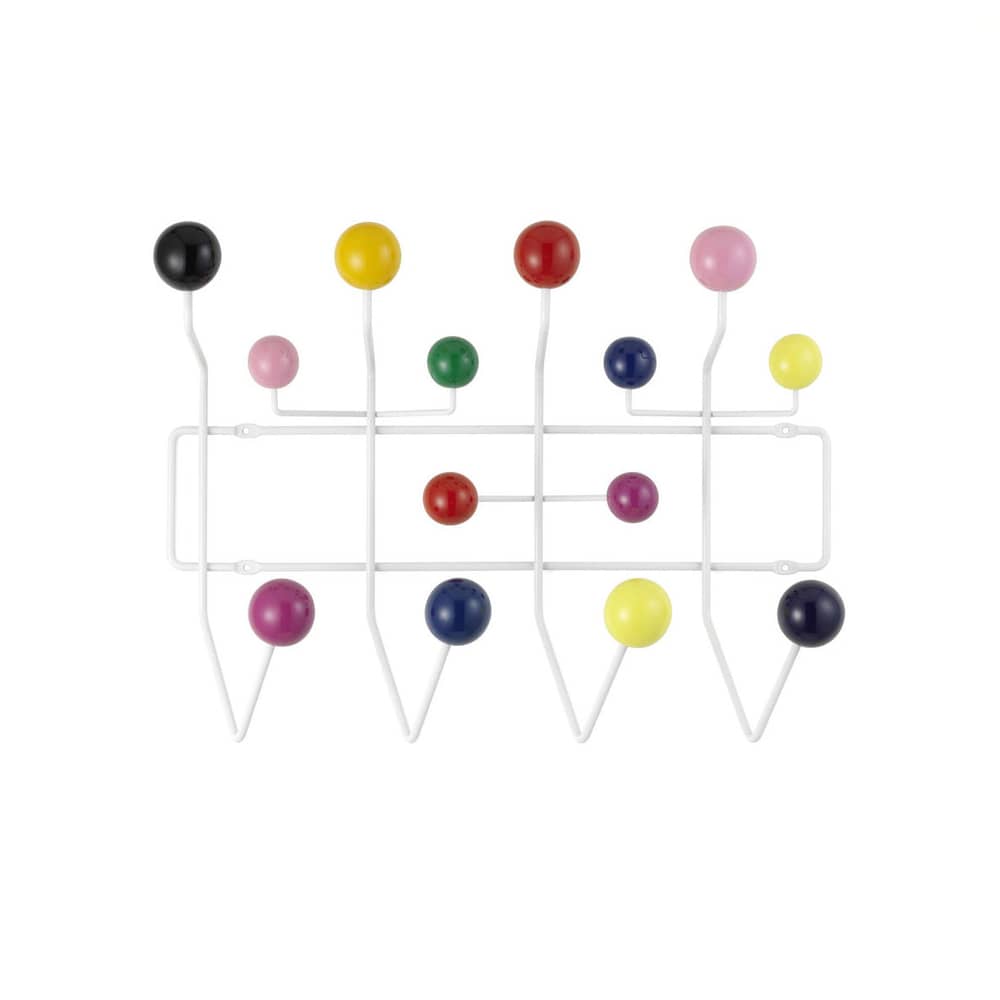 Portemanteau mural Hang it all métal bois multicolore / Eames (1953) - Vitra - Multicolore / Structure blanche. - Acier, Bois laqué