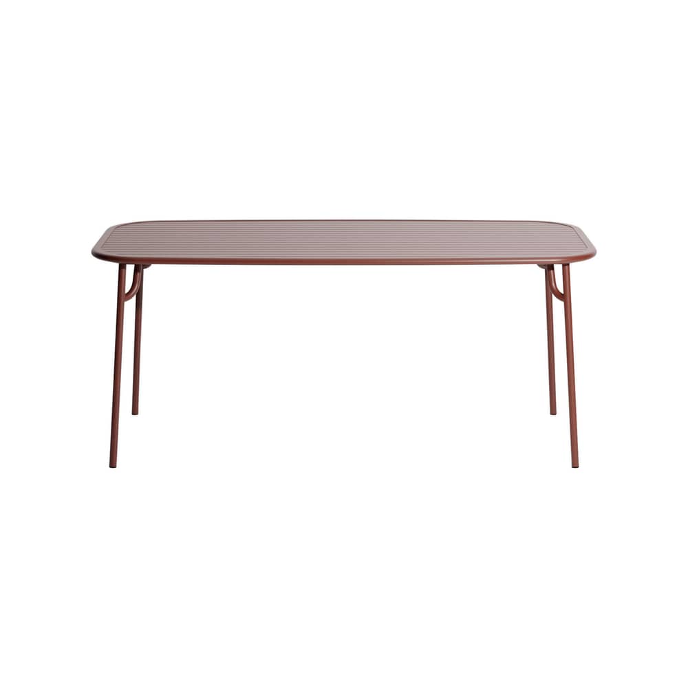 Table rectangulaire Week-end Medium / 180 x 85 cm - Aluminium / 6 personnes - Petite Friture - Rouge brun - Aluminium
