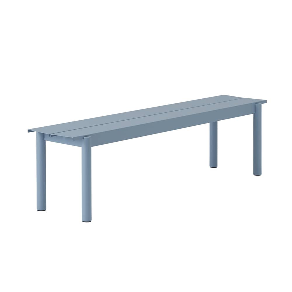 Banc Linear métal bleu / L 170 cm - Muuto - Bleu clair - Acier revêtement poudre, Aluzinc