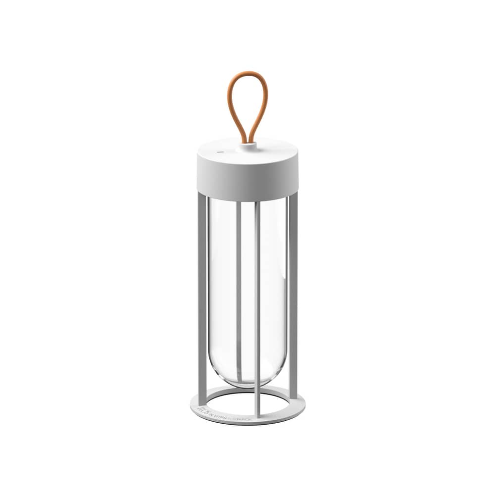Lampe extérieur sans fil rechargeable In Vitro Unplugged LED métal verre blanc / By Starck - Flos - Blanc - Aluminium, Verre borosilicaté