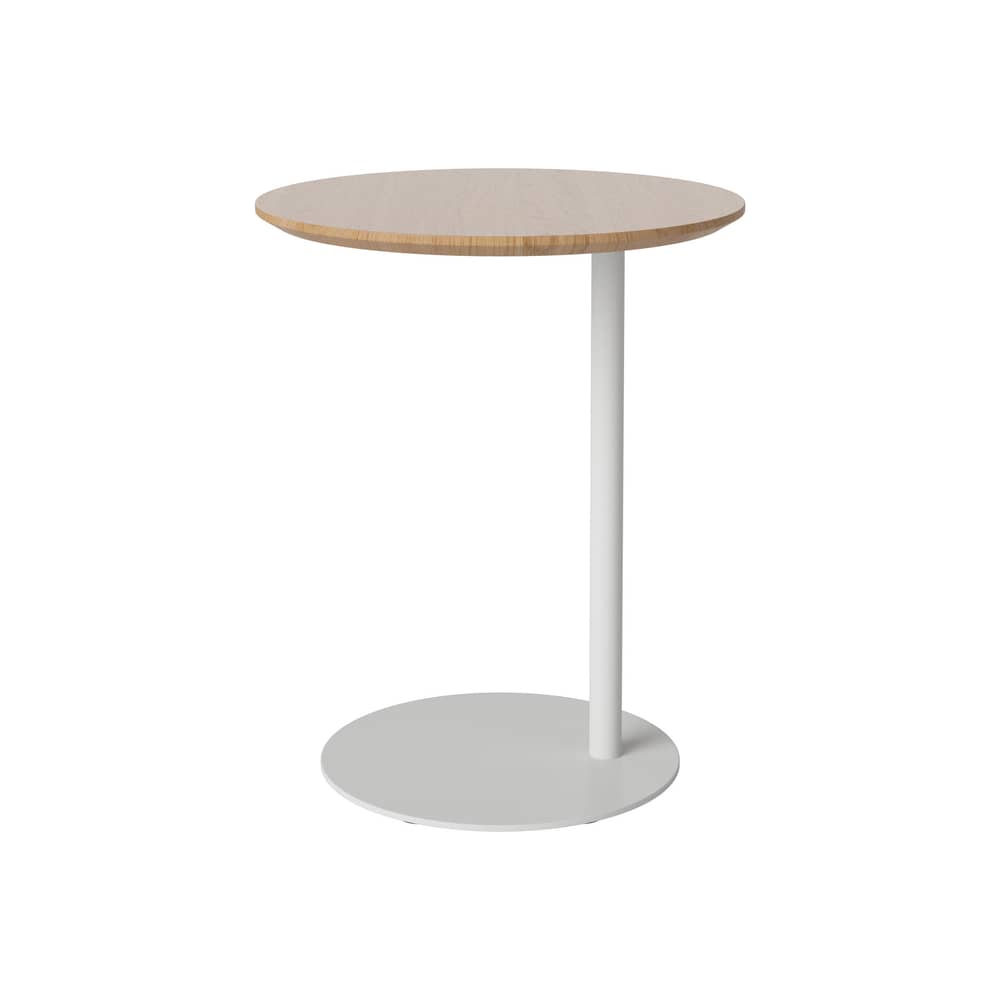 Table d\'appoint Pillar gris bois naturel / Ø 45 x H 54,7 cm - Chêne & acier - Bolia - Gris / Chêne - Acier laqué, Chêne massif huilé