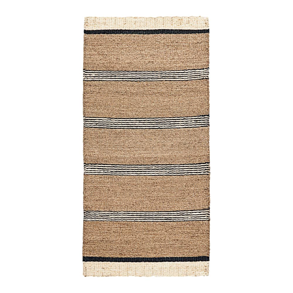 Tapis Beach fibre végétale noir beige / 90 x 200 cm - Jonc de mer - House Doctor - Naturel / Noir - Jonc de mer