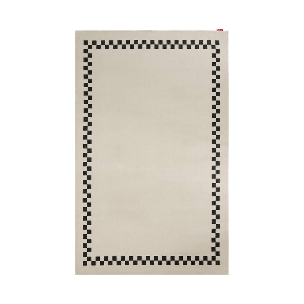 Tapis d\'extérieur Carpretty Grand / 300 x 200 cm - Fatboy - Check Border / Crème & anthracite - Polypropylène tissé
