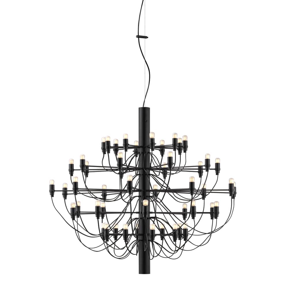 Sospensione 2097 metallo nero / 50 lampadine smerigliate INCLUSE - Ø 100 cm - Flos - Nero - Ferro
