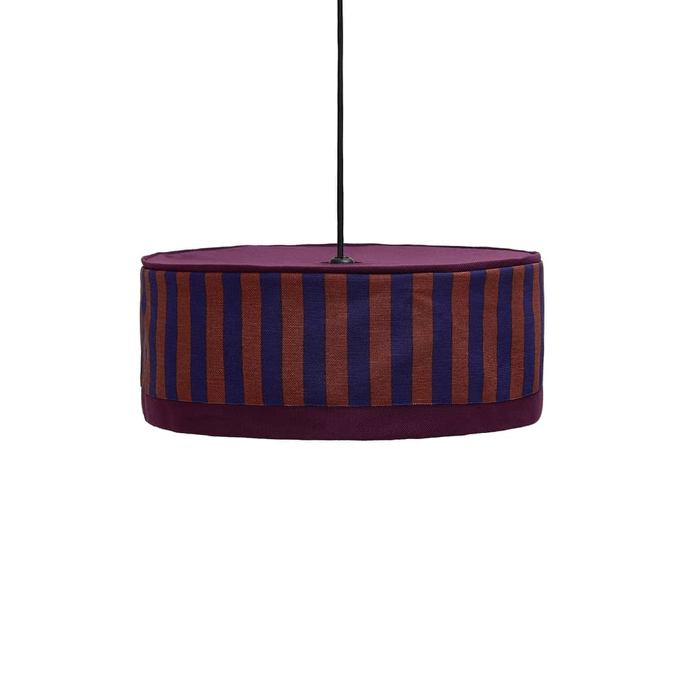 Paralume Paul tessuto blu / Ø 50 x H 18 cm - NOBODINOZ - A righe rosse, marroni e blu inchiostro - Cotone biologico, Ferro