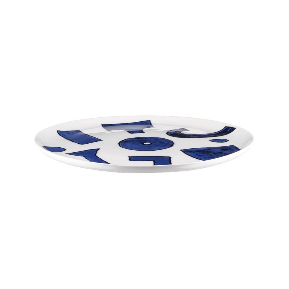 Piatto Itsumo - Yunoki ceramica blu / Ø 27 cm - Set di 4 pezzi - Alessi - Bianco e Blu - Porcellana